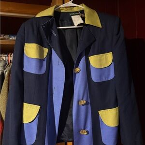 70’s Jacket with Yellow and Blue Accents and stone buttons